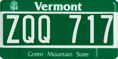 VT license plate ZQQ717