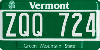 VT license plate ZQQ724