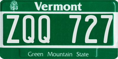 VT license plate ZQQ727