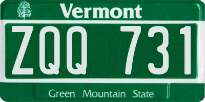 VT license plate ZQQ731