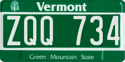 VT license plate ZQQ734