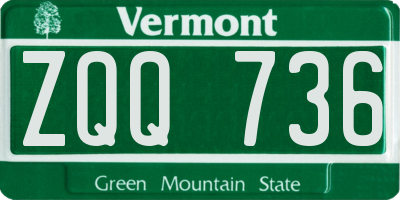 VT license plate ZQQ736