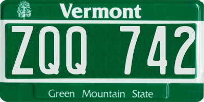 VT license plate ZQQ742