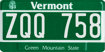 VT license plate ZQQ758