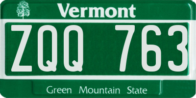 VT license plate ZQQ763