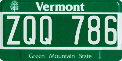 VT license plate ZQQ786