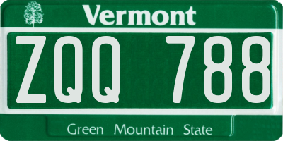 VT license plate ZQQ788