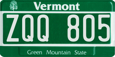 VT license plate ZQQ805