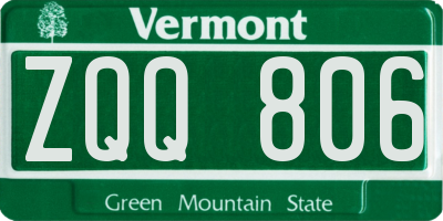 VT license plate ZQQ806