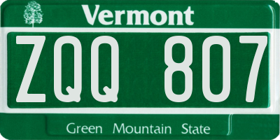 VT license plate ZQQ807