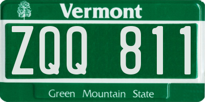 VT license plate ZQQ811