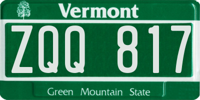 VT license plate ZQQ817