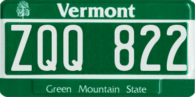 VT license plate ZQQ822