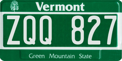 VT license plate ZQQ827
