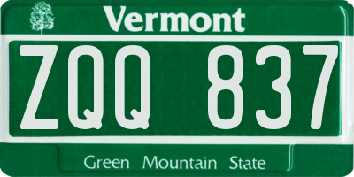 VT license plate ZQQ837