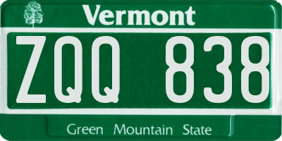VT license plate ZQQ838