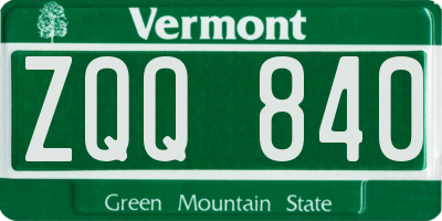 VT license plate ZQQ840