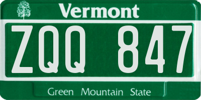 VT license plate ZQQ847