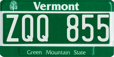 VT license plate ZQQ855