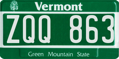 VT license plate ZQQ863