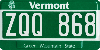 VT license plate ZQQ868