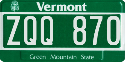 VT license plate ZQQ870