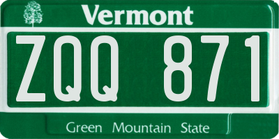 VT license plate ZQQ871