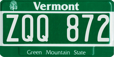 VT license plate ZQQ872