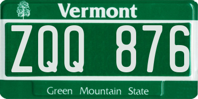 VT license plate ZQQ876