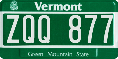 VT license plate ZQQ877