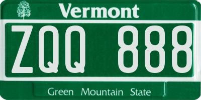 VT license plate ZQQ888