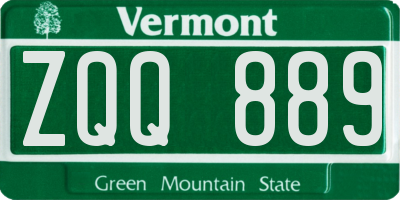 VT license plate ZQQ889