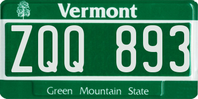 VT license plate ZQQ893