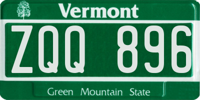 VT license plate ZQQ896