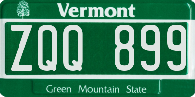 VT license plate ZQQ899