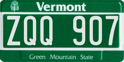 VT license plate ZQQ907