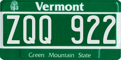 VT license plate ZQQ922