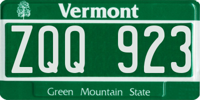 VT license plate ZQQ923