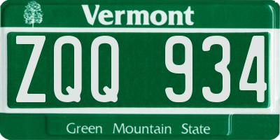 VT license plate ZQQ934