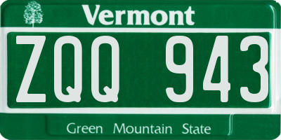 VT license plate ZQQ943