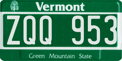 VT license plate ZQQ953