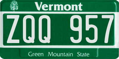VT license plate ZQQ957
