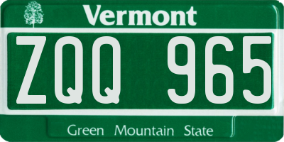 VT license plate ZQQ965