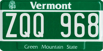 VT license plate ZQQ968