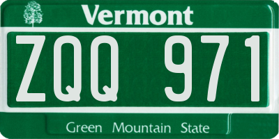 VT license plate ZQQ971