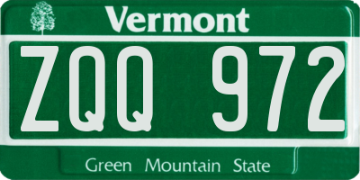 VT license plate ZQQ972