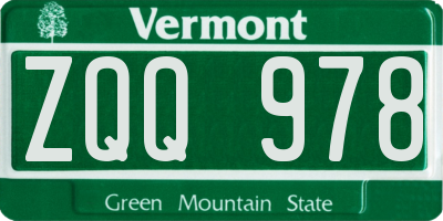 VT license plate ZQQ978