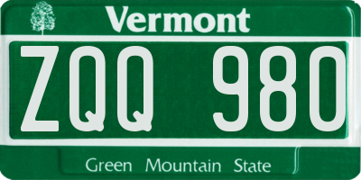 VT license plate ZQQ980