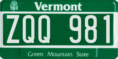 VT license plate ZQQ981