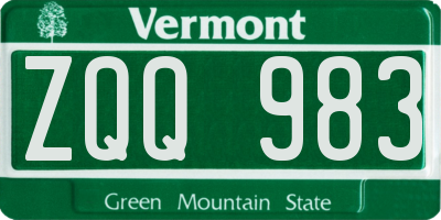 VT license plate ZQQ983